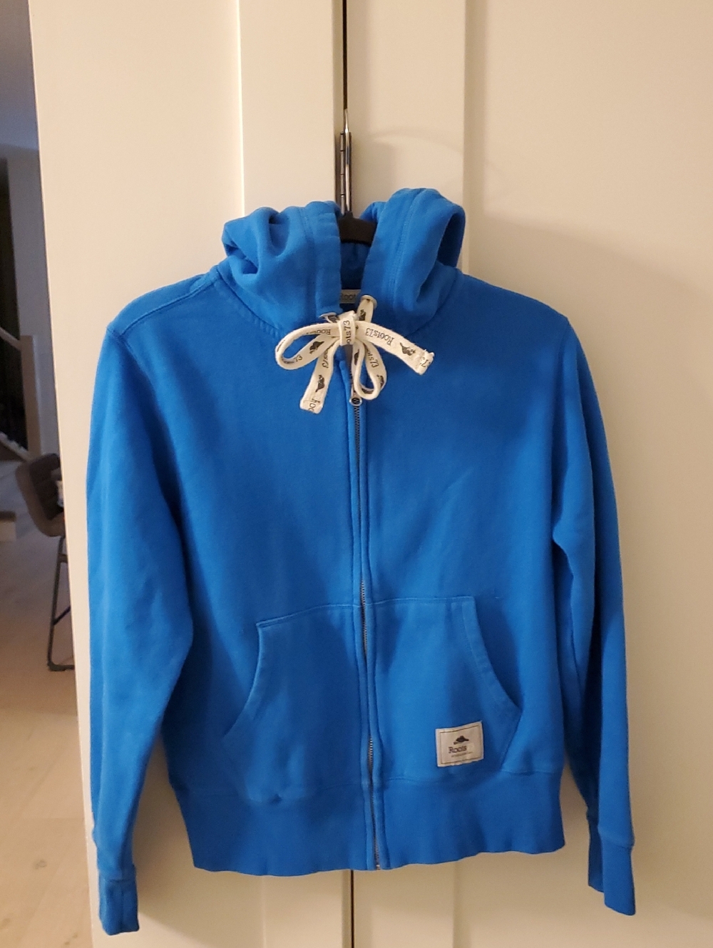 Roots- Bright Blue Zip up Hoodie Sz. L (Youth) M- (Ladies )